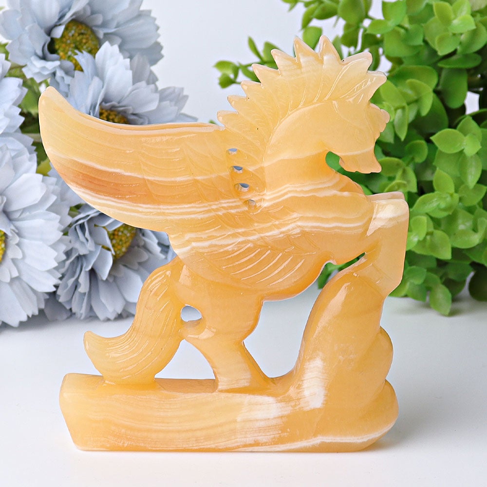 4.8" Yellow Calcite Unicorn Crystal Carvings Free Form Crystal wholesale suppliers