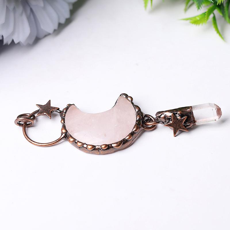 Rose Quartz Moon Shape Pendant for Jewelry DIY Crystal wholesale suppliers