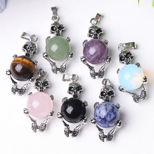 Wholesale Silver Skeleton Wrapped Round Ball Crystal Pendant Crystal wholesale suppliers