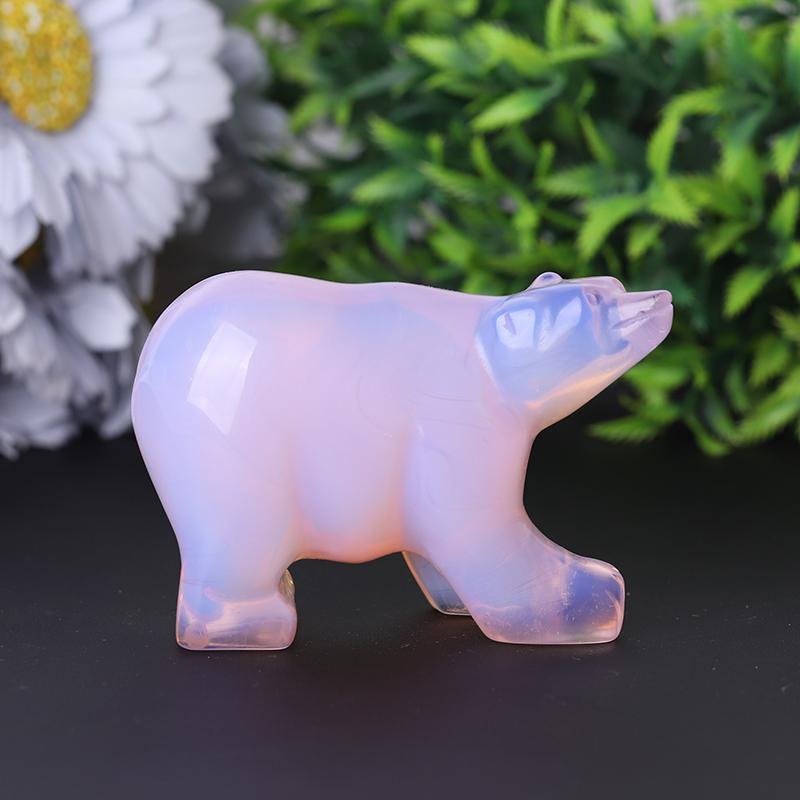 3" Pink Opal Bear Carving for Collection Crystal Gift Crystal wholesale suppliers