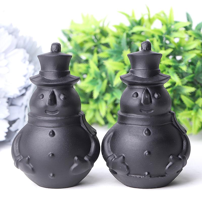 3.7" Black Obsidian Snowman Crystal Carvings Crystal wholesale suppliers