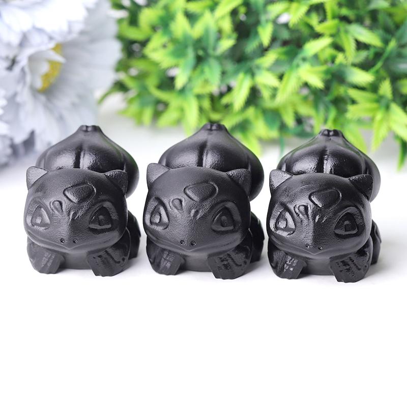 2" Black Obsidian Bulbasaur Crystal Carvings Crystal wholesale suppliers