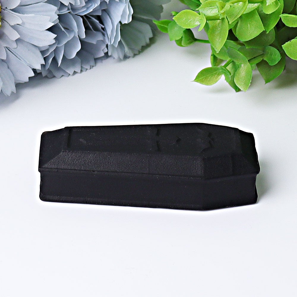 3.1" Matt Black Obsidian Coffin Crystal Carvings Crystal wholesale suppliers