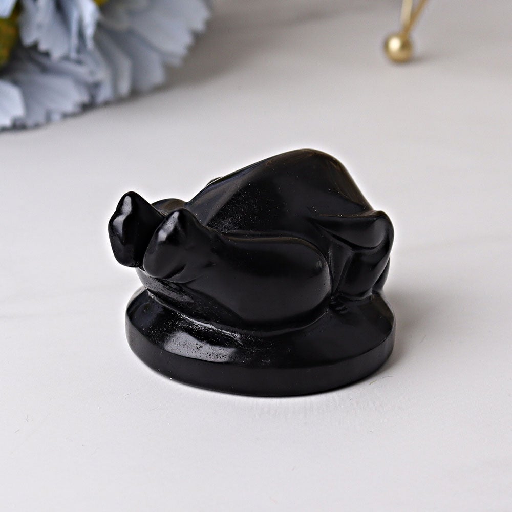 2.35" Black Obsidian Roast Turkey Crystal Carvings Crystal wholesale suppliers