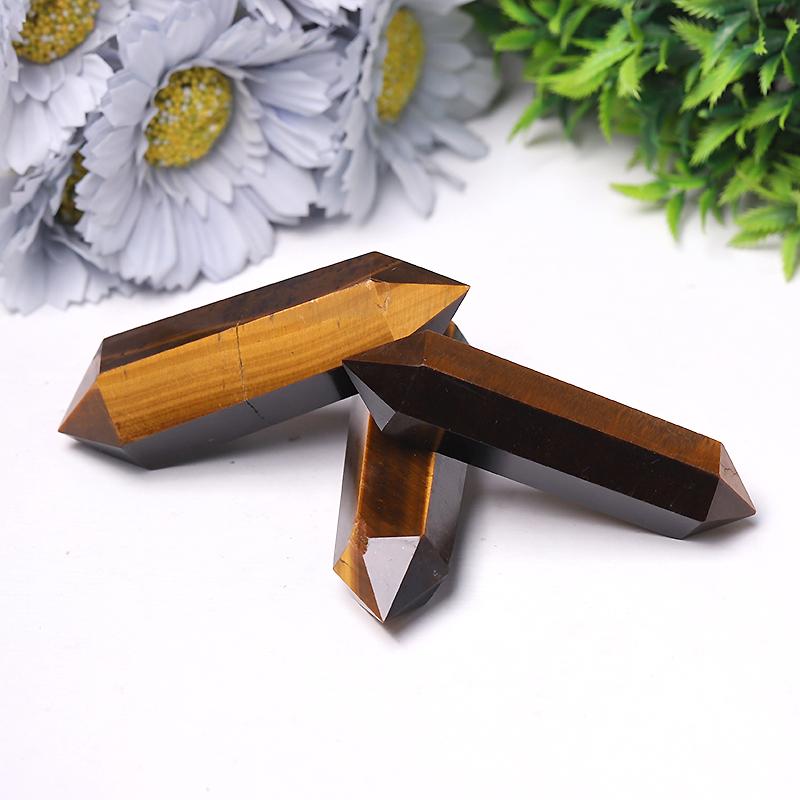 Wholesale Natural High Quality Tiger Eye Stone Quartz Crystal Double Point DT Wand Crystal wholesale suppliers