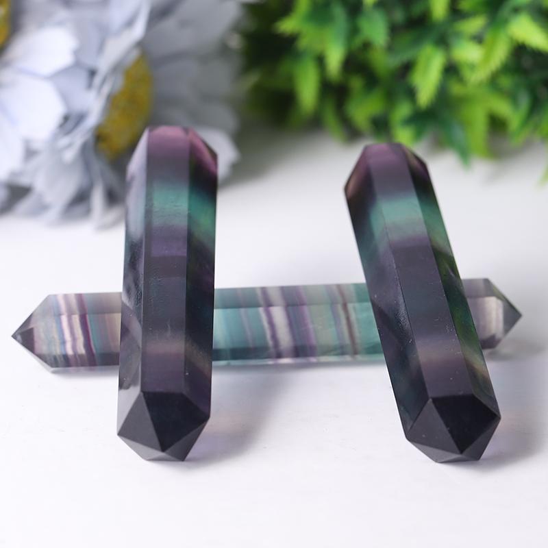 4" High Quality Rainbow Fluorite Double Terminated Point for Healing Crystal wholesale suppliers