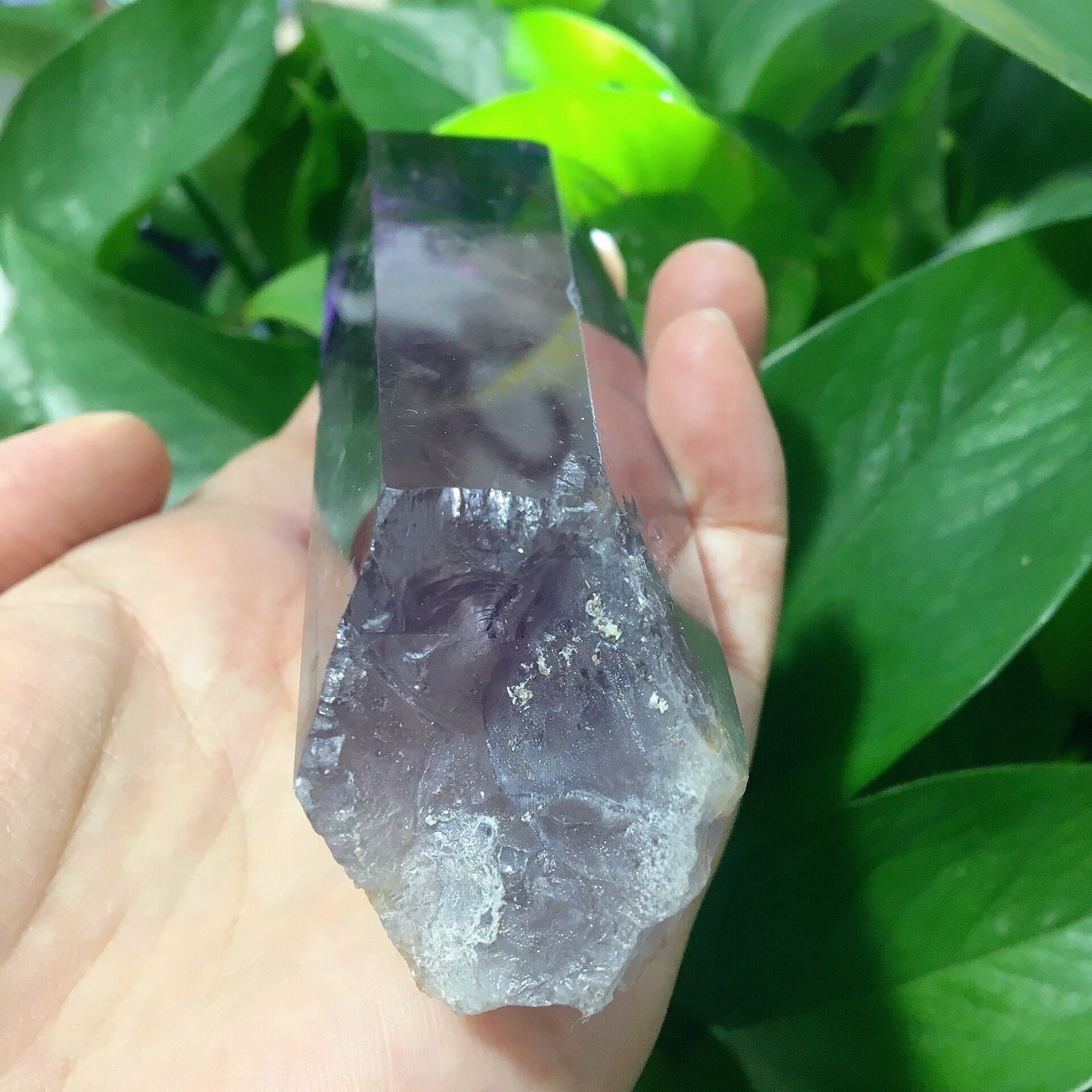 5.4" Dark Purple Amethyst Point Half Polished #2