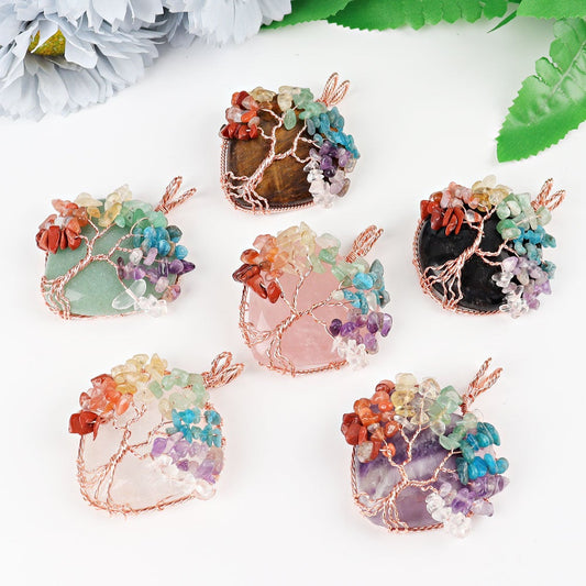 2" Chakra Tree of Life Wire Wrapped Heart Pendant Crystal wholesale suppliers