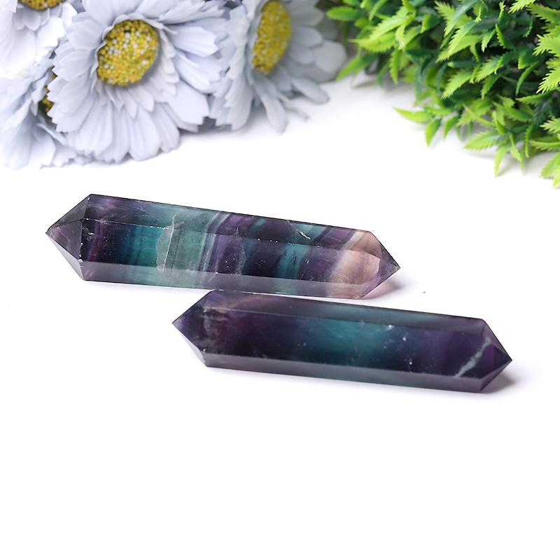 Natural Rainbow Fluorite Double Point Crystal Double Towers For Decoration For Gift Crystal wholesale suppliers