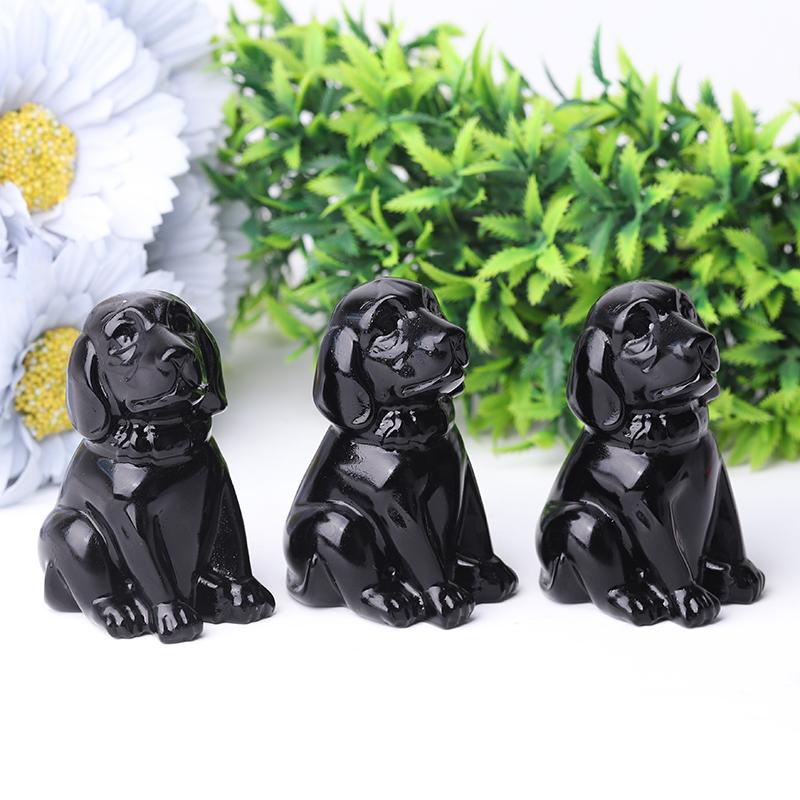 2.7" Black Obsidian Dog Crystal Carvings Crystal wholesale suppliers