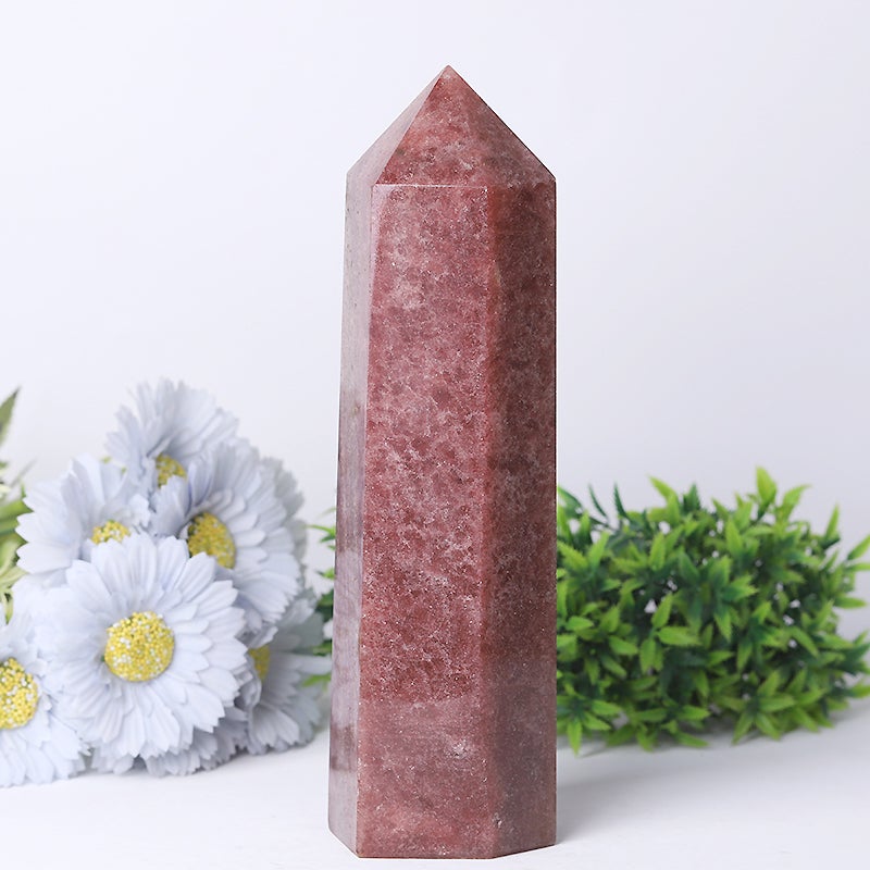 9.5" Unique Strawberry Quartz Tower