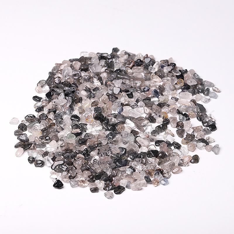 0.1kg Different Size Natural Blak Tourmaline in Quartz Chips Crystal Chips for Decoration Crystal wholesale suppliers