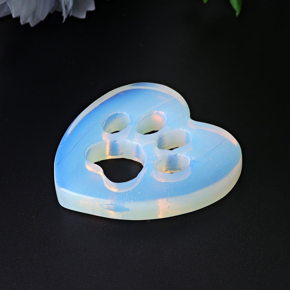 1.9" Opalite Heart with Cat Paw Crystal Carvings Crystal wholesale suppliers