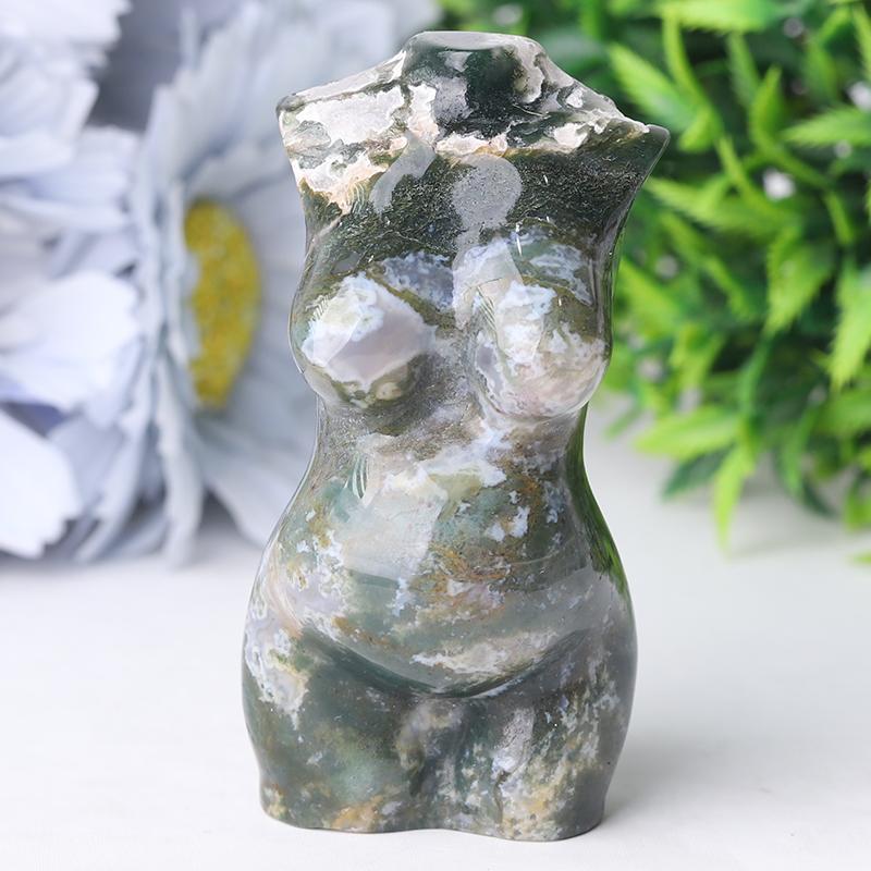 3" Moss Agate Pregnent Woman Body Crystal Carvings Crystal wholesale suppliers