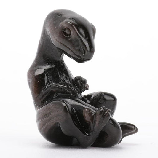 Silver Obsidian Crystal Carving Lizard