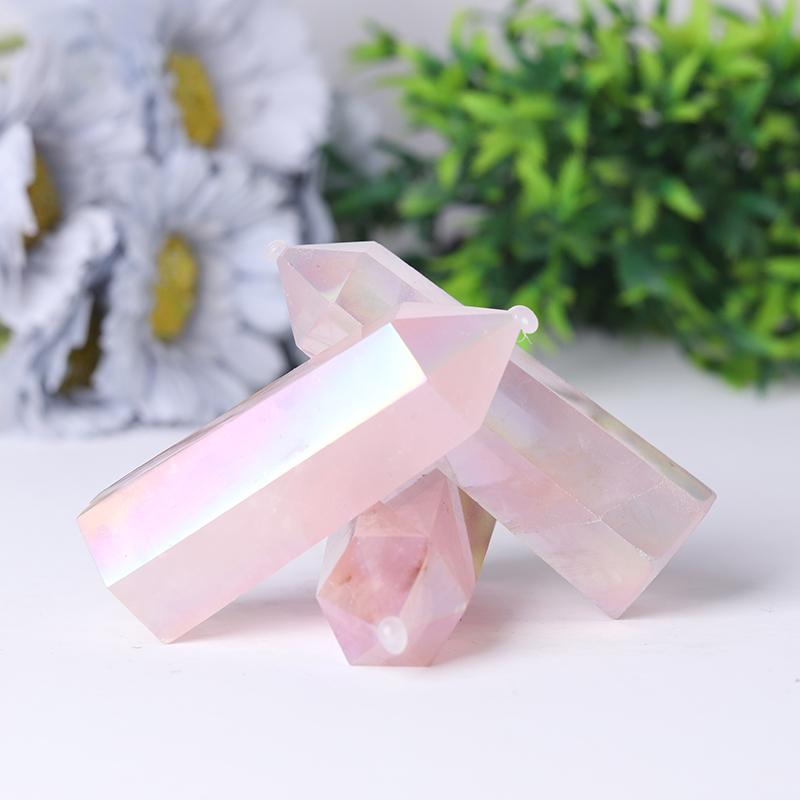 Wholesale High Quality Reiki Beautiful Angel Aura Rose Quartz Point Healing Stone Narural Crystal Tower Crystal wholesale suppliers