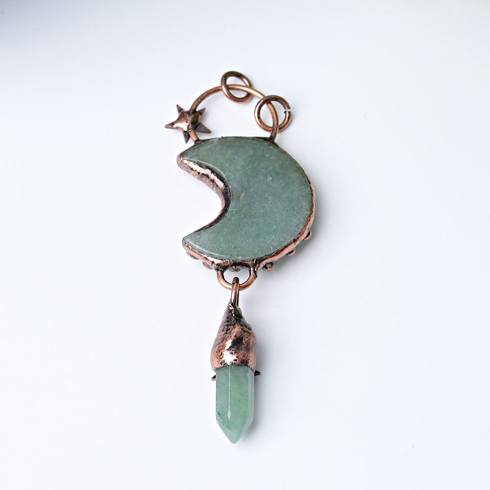 3.6" Green Aventurine Moon Design Pendant Crystal wholesale suppliers