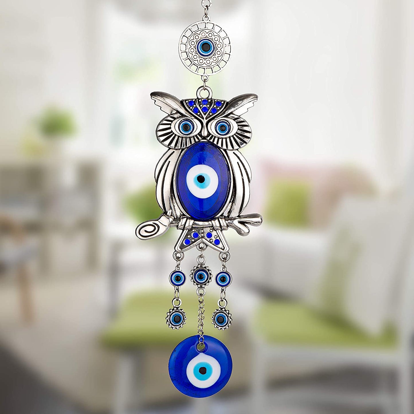 Blue Evil Eye Owl 11.7 Inches Pendant Decoration Crystal wholesale suppliers