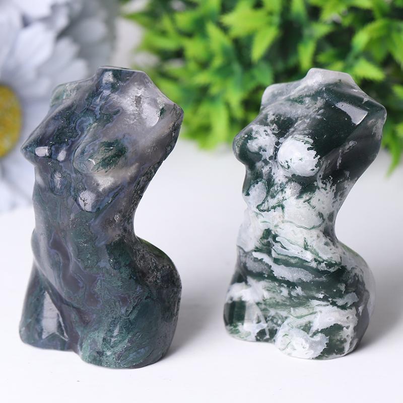 3“ Moss Agate Woman Model Body Crystal Carvings Crystal wholesale suppliers