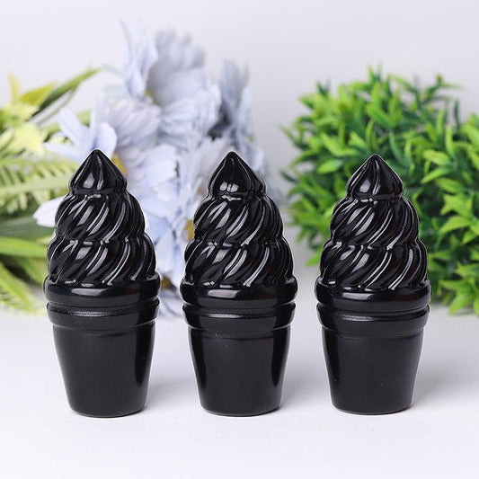 4" Black Obsidian Ice Cream Crystal Carvings Crystal wholesale suppliers