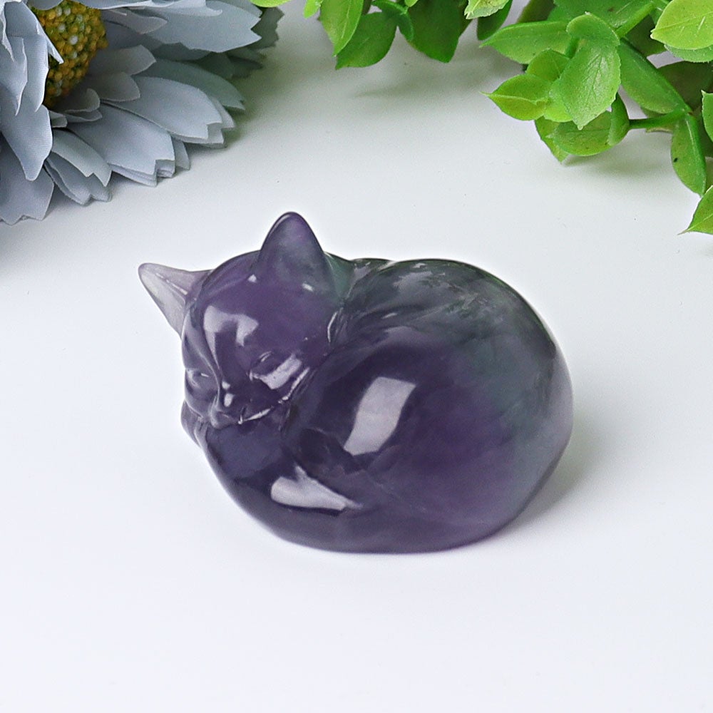 2" Fluorite Sleeping Cat Crystal Carvings Crystal wholesale suppliers