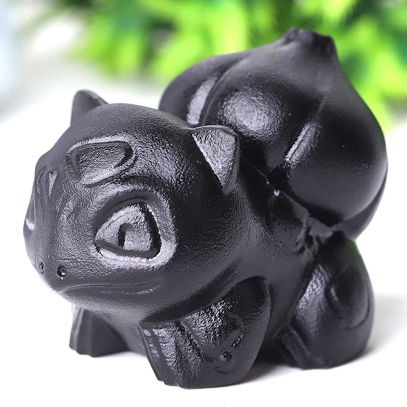 2" Black Obsidian Bulbasaur Crystal Carvings Crystal wholesale suppliers