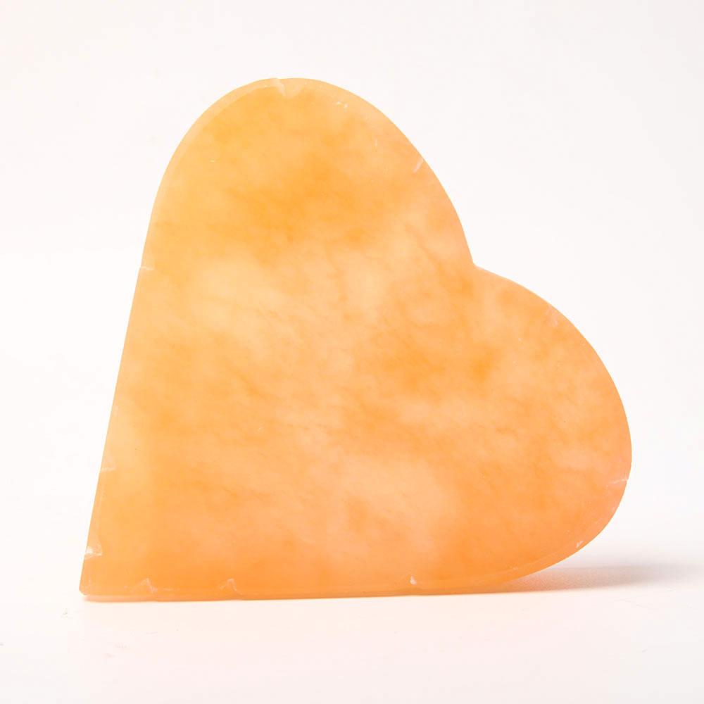 Peach Selenite Heart Shape Carvings