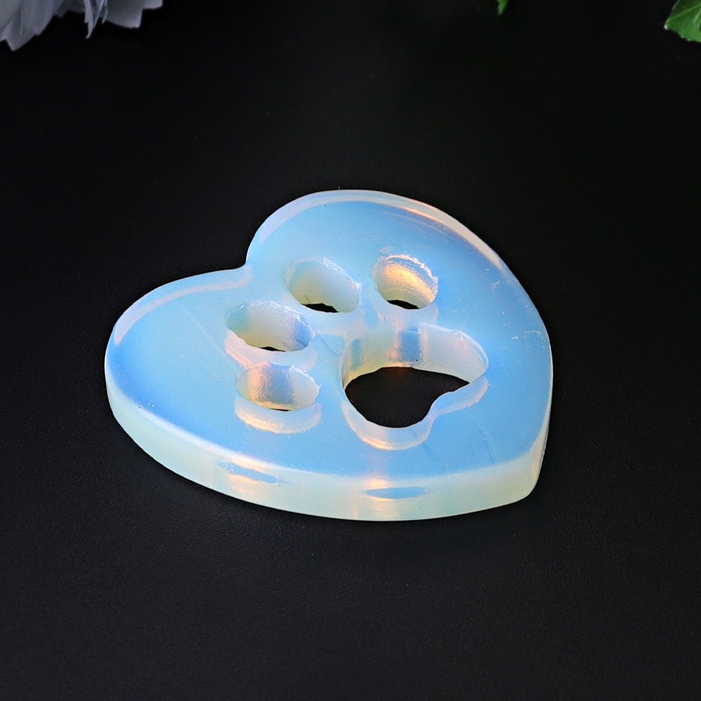 1.9" Opalite Heart with Cat Paw Crystal Carvings Crystal wholesale suppliers