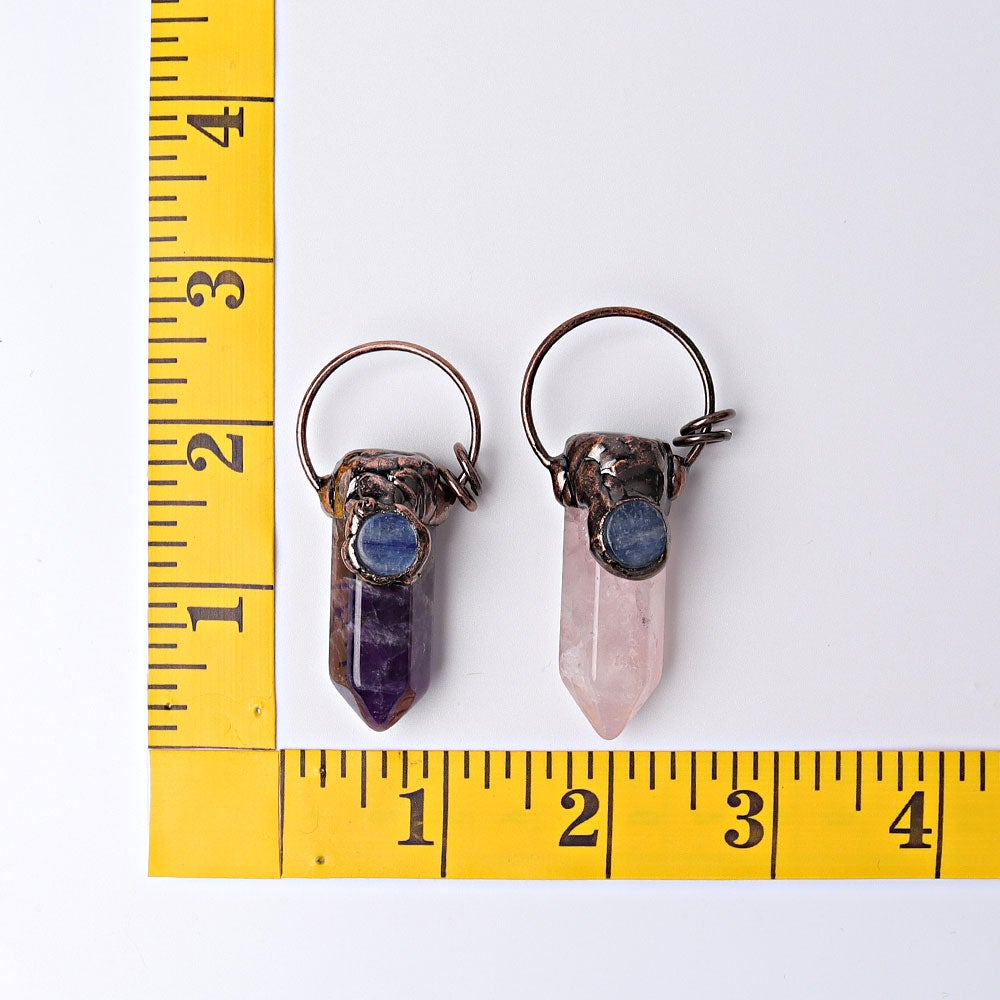 2.4" Amethyst Rose Quartz with Kyanite Pendant for DIY Crystal wholesale suppliers