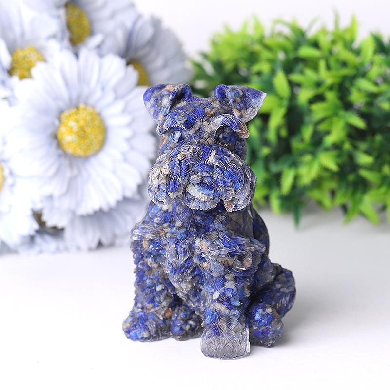 4.2" Crystal Chips Resin Schnauzer Carving for Decoration Crystal wholesale suppliers