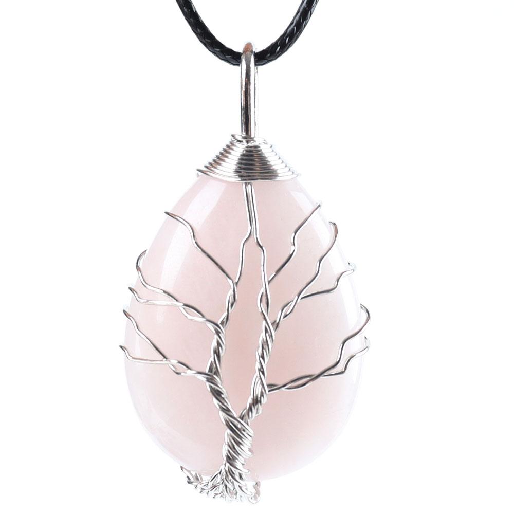 Teardrop Shape Crystal Stone Wire Wrapped Copper Tree of Life Chakra Pendant Crystal wholesale suppliers