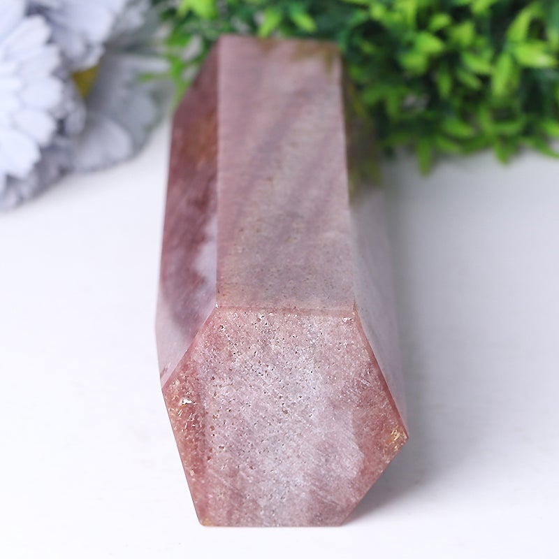 9.5" Unique Strawberry Quartz Tower