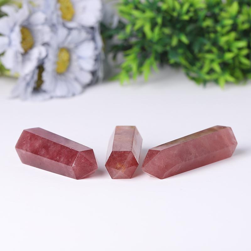 Wholesale Natural Crystal Tower Wand Strawberry Quartz Point for Decoration Crystal wholesale suppliers