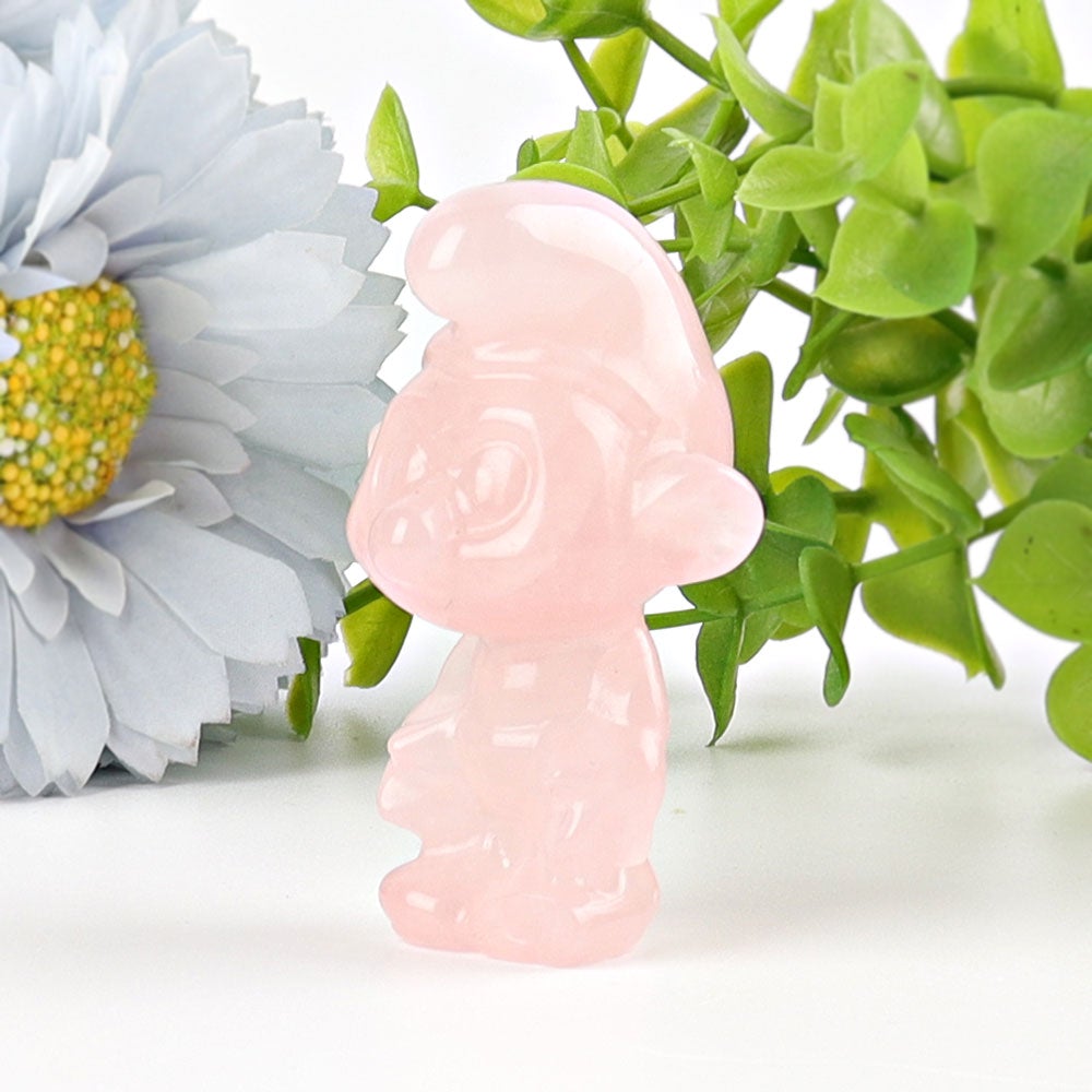 2.3" Rose Quartz Smurfs Crystal Carvings Crystal wholesale suppliers