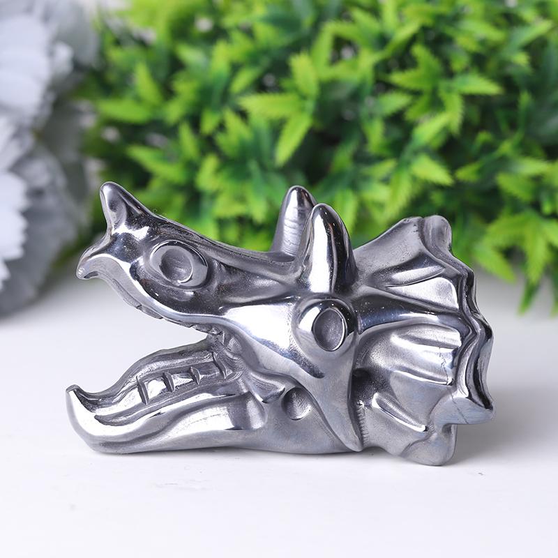 3.5" Terahertz Dragon Head Crystal Hematite Carvings Crystal wholesale suppliers