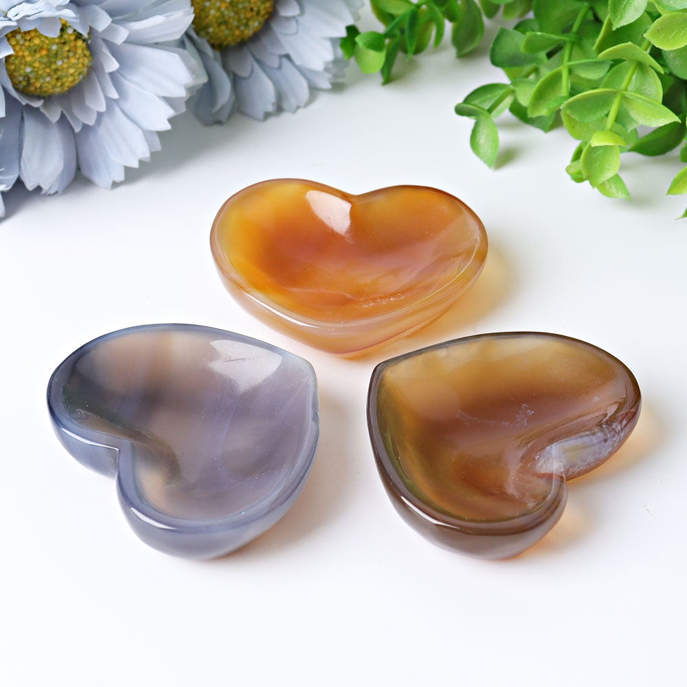 2.1" Agate Heart Shape Bowl Crystal Carvings Crystal wholesale suppliers