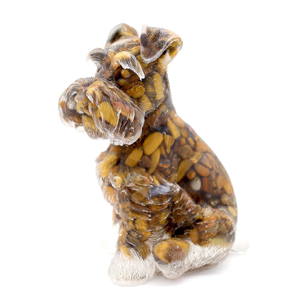 Tiger Eye Crystal Chips Resin Dog Figurines