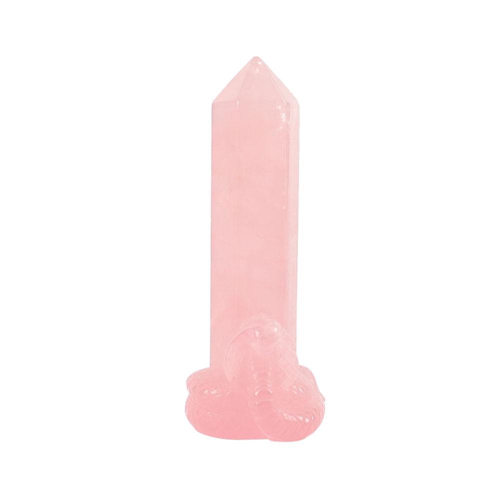 Rose Quartz Tower with Snake Carving Decor Base Crystal wholesale suppliers