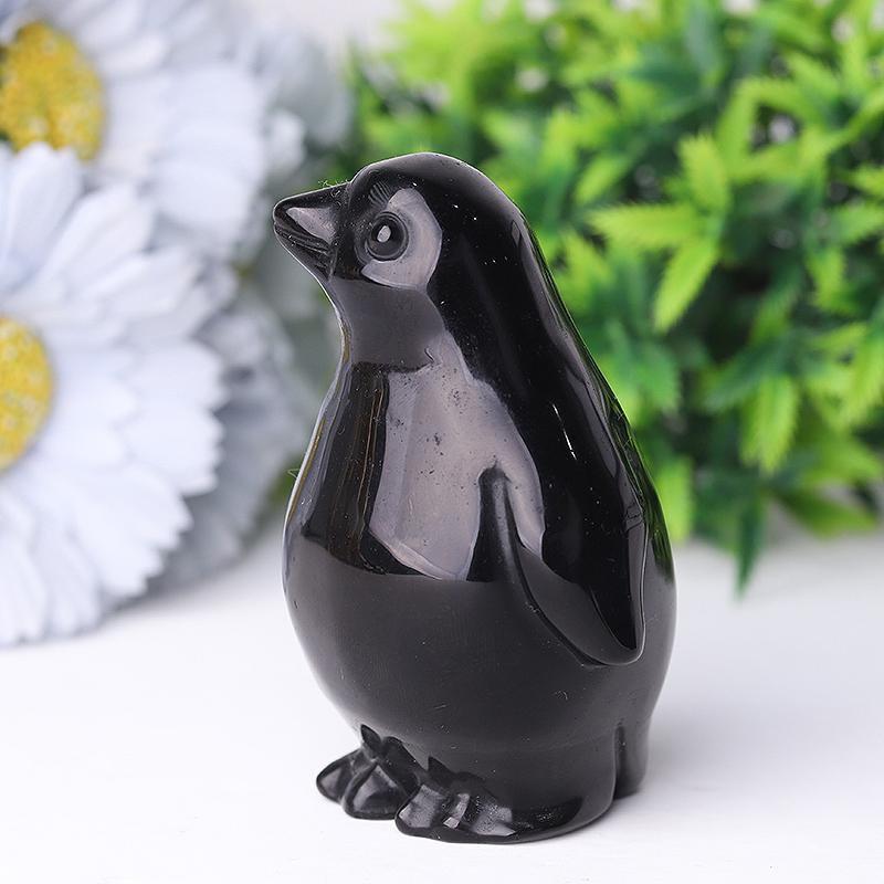 3.2" Silver Obsidian Penguin Crystal Carvings Crystal wholesale suppliers