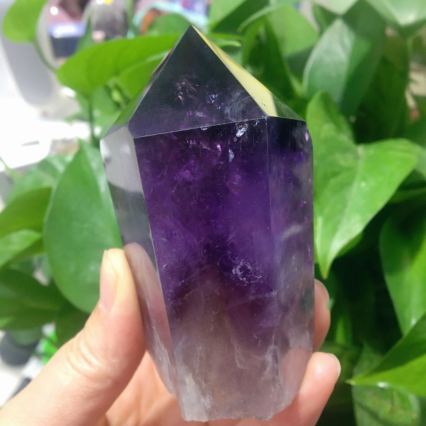 Dark Purple Amethyst Point Half Polished #11