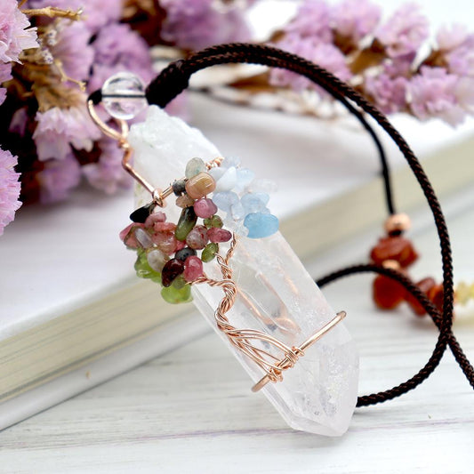 Clear Quartz Life Tree Chakra Necklace Crystal wholesale suppliers