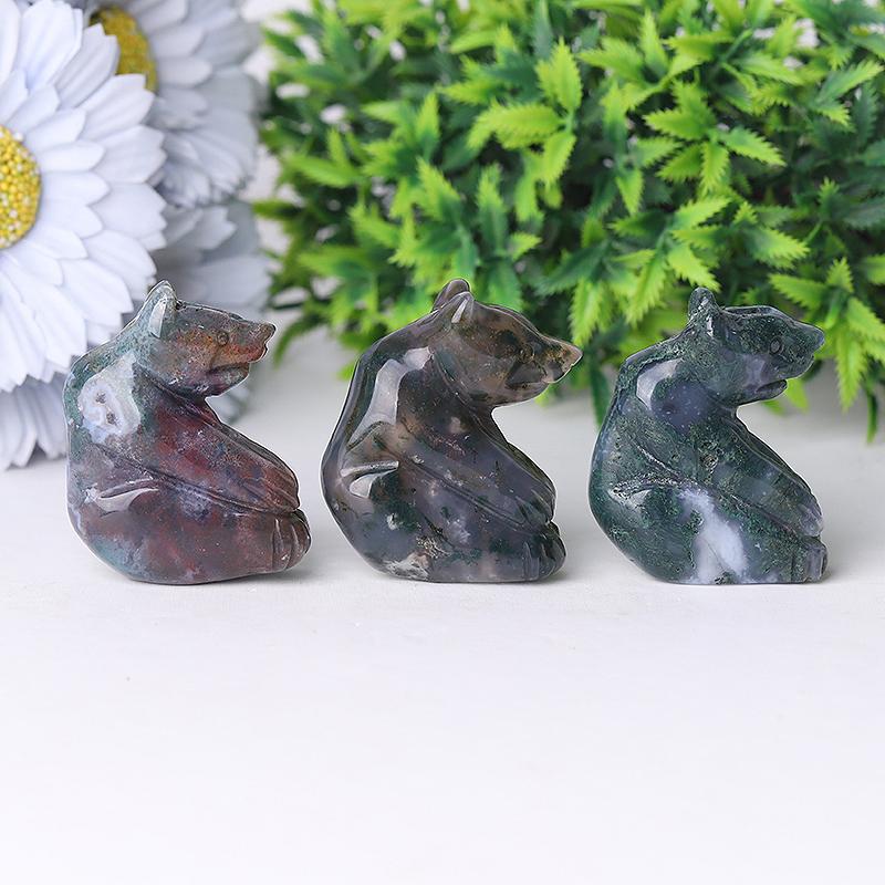 2" Moss Agate Bear Crystal Carving Crystal wholesale suppliers