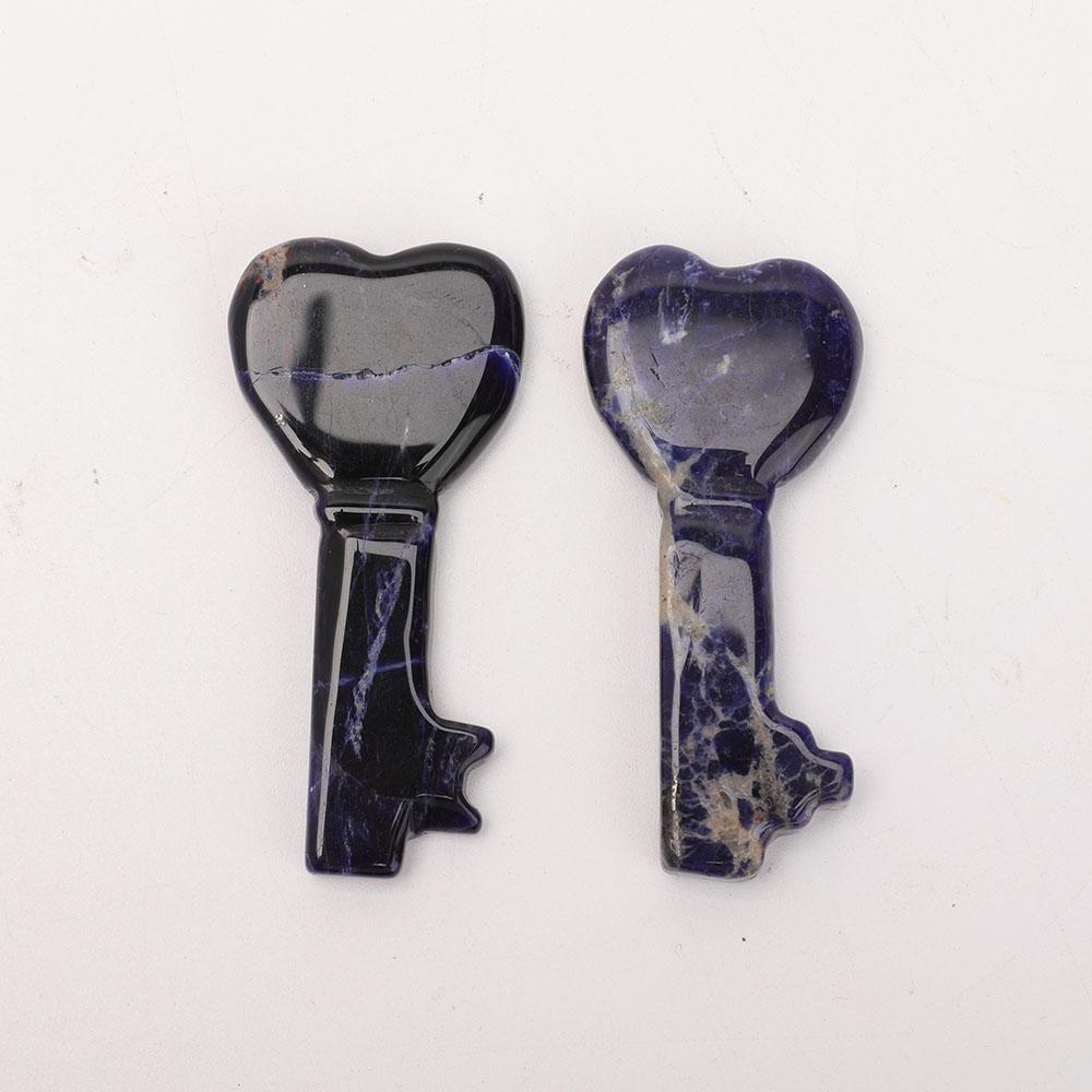 3" Sodalite Heart Key Carvings 1pc