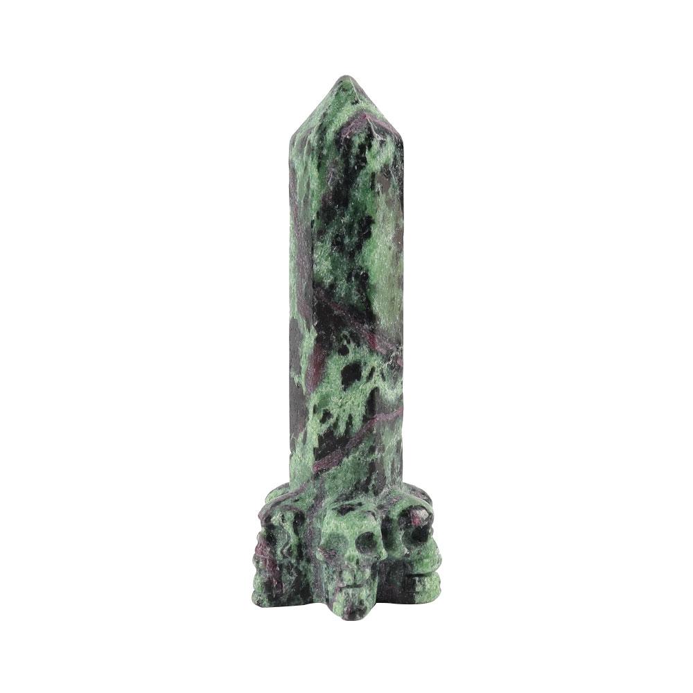 Ruby In Zoisite Tower with Skulls Deocr Base Crystal wholesale suppliers