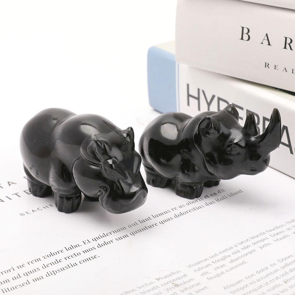 Black Obsidian Rhino Carvings