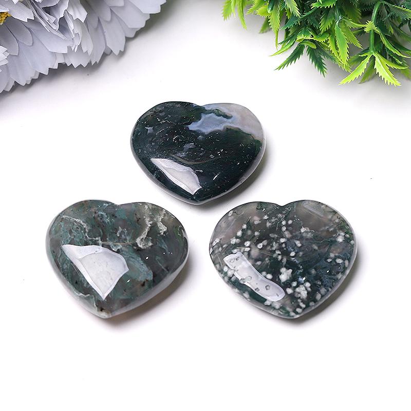 2" Moss Agate Heart Crystal Carvings Crystal wholesale suppliers