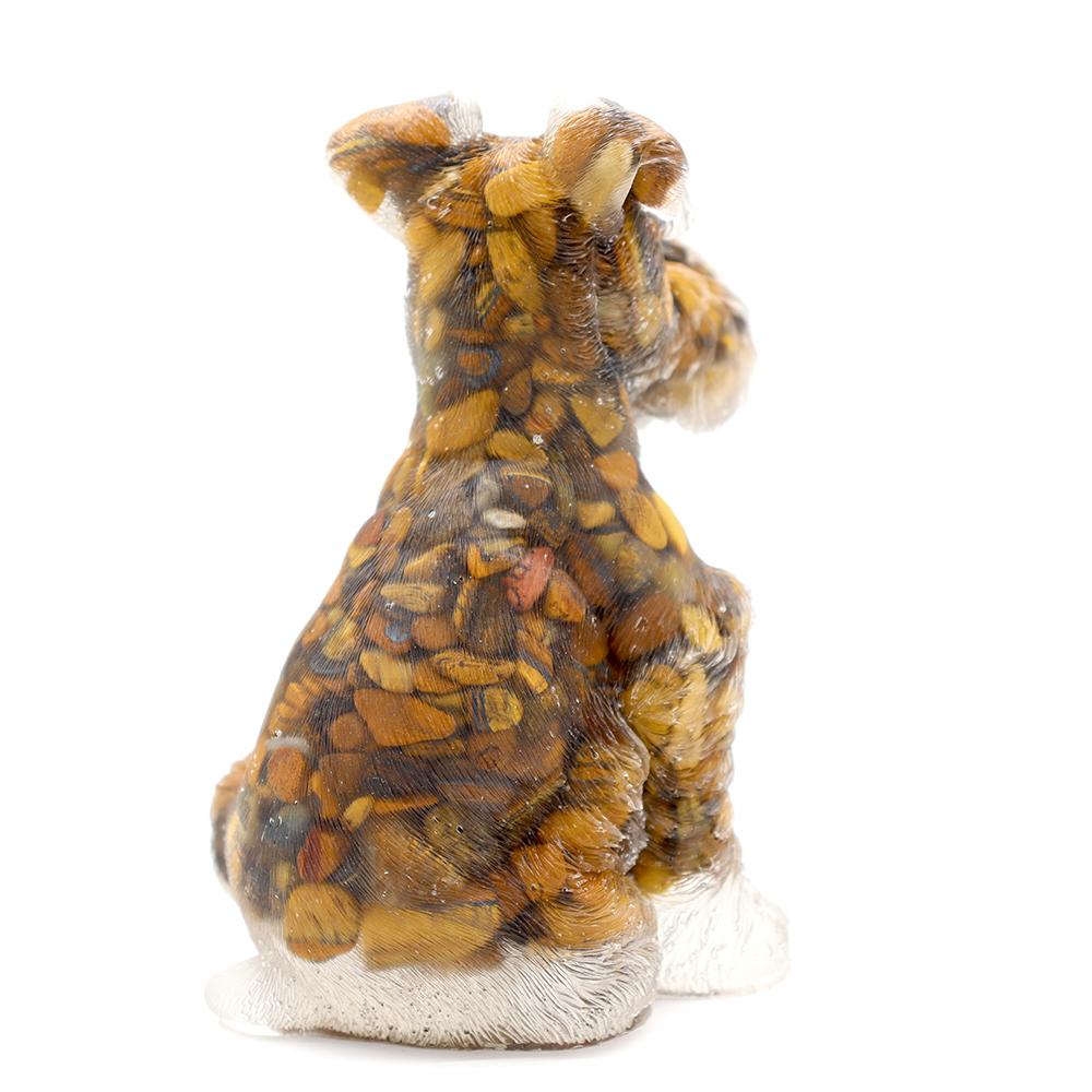 Tiger Eye Crystal Chips Resin Dog Figurines