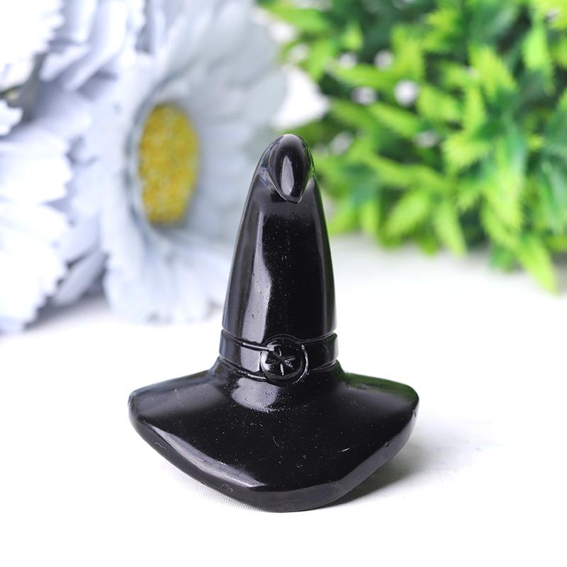 2.25" Black Obsidian Witch's Hat Crystal Carvings Crystal wholesale suppliers