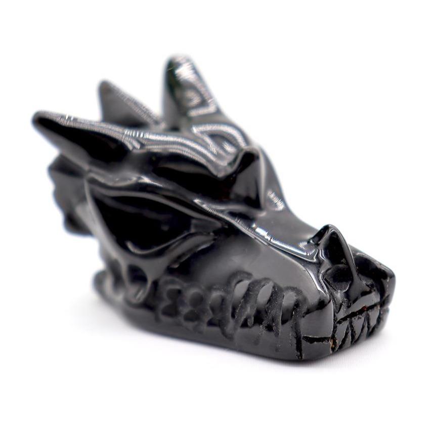 Black Obsdian Dragon Head Carving for Decoration Crystal wholesale suppliers