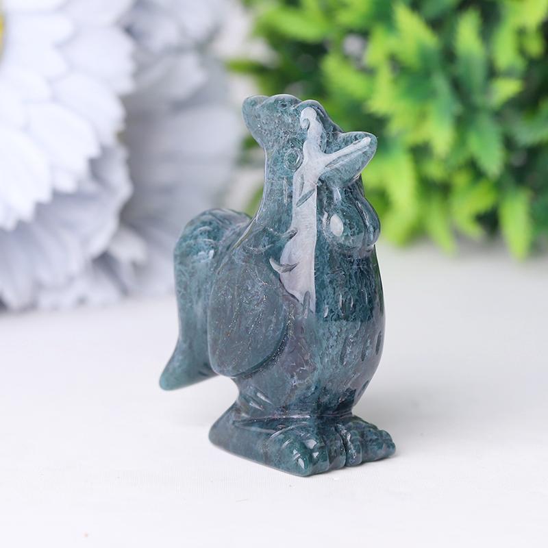 2" Moss Agate Rooster Crystal Carvings Crystal wholesale suppliers